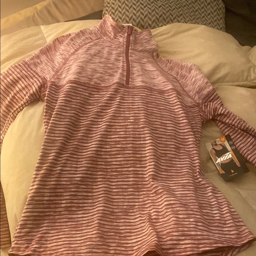 Avia Maroon Striped Half-Zip Pullover